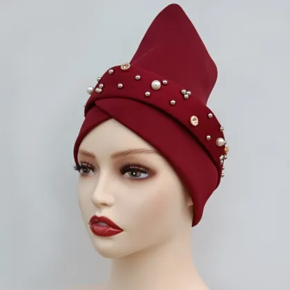 Wholesale African Hat Pearl Diamond Turban