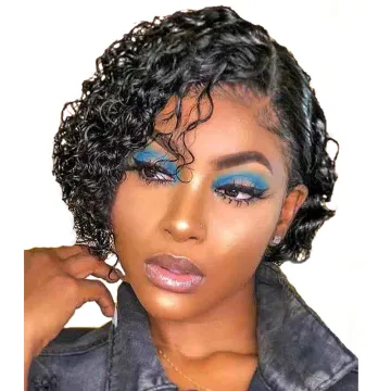 Perruque Pixie Cut Wig Human Hair Curly Bob Short Pixie Cut Lace Wig Bleached Knots Lace Frontal 13x4 Pixie Wig With Baby Hair