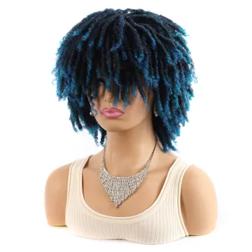 6 Inch Short Afro Kinky Curly  Faux Locs Dreadlock Wig Synthetic Braided Wig Ombre Dreadlocks Wig African Crochet Braid Hair