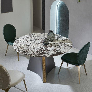 Minimalist Beige Marble Dining Table