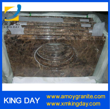 Dark Emperador vanity top with round sink hole
