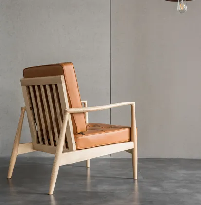 Nordic Modern Leather Lounge Chair for Balcony and Living Room