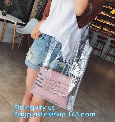 Custom Transparent Gift Pvc Tote Shopping Bag, reflective pvc shopping women's bag, shinny PVC harrods shopping bag