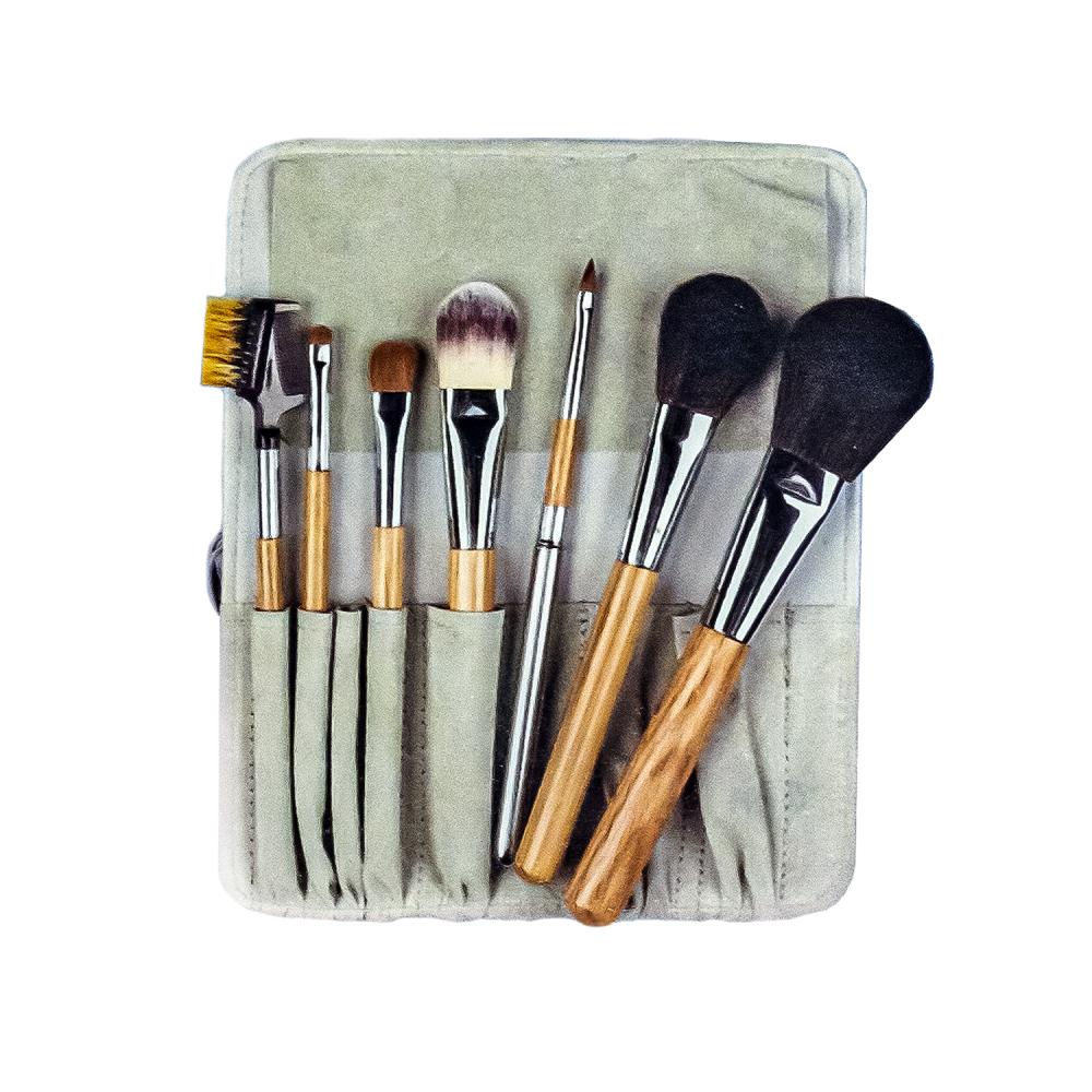 7 pcs Makeup Brush Set with Leather Pouch