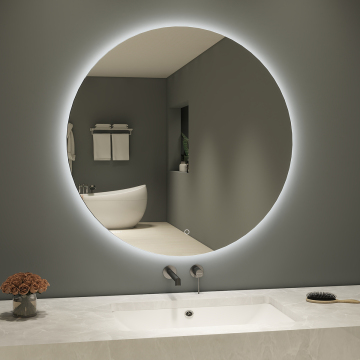 Europe and United States Round Smart Mirror Touch Wall Mounted Screen Bluetooth LED Lighting Bath Mirror