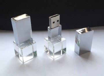Crystal USB Flash Drive, USB Flash Drive with 3D Logo Engraving
