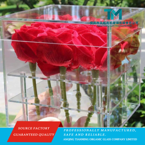 Caixa de flores de acrílico chique com fecho magnético seguro para rosas