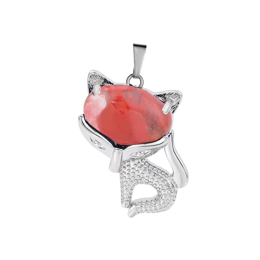 Collier Fox Collier FOX CHUSTZ CHUSTZ FEMMES HOMMES GUINTION Énergie Crystal Amulet Animal Pendent Gemstone Jewelry Cadeaux