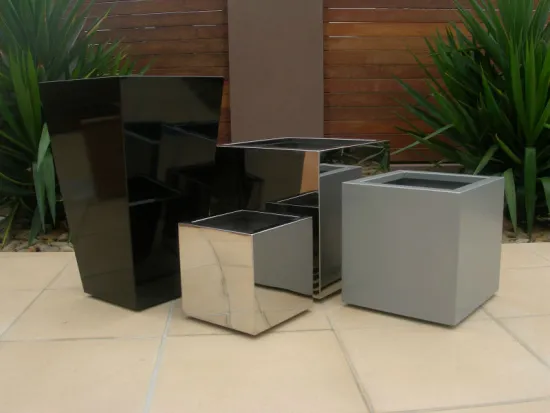 brushed stainless steel square flowerpot