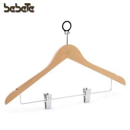 Anti-Theft Wooden Hangers with Metal Circle