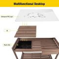 Brown Potting Bench Outdoor Gardening Work Bench with Sink & Lid Factory