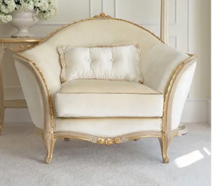 European-Style French Antique Luxury Curved Wooden Royal Furniture Sofa Set Golden