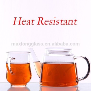 Handmade Heat Resistant glass Tea pot design with cutting