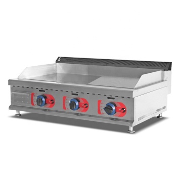 Professional Gas Hot Plate Griddle - Counter Top with Half Ribbed and Half Smooth Surface