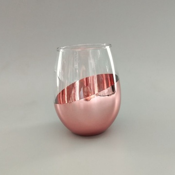 rose gold color goblet glass stemless wine cup