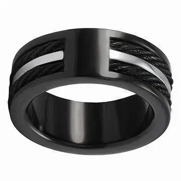 West Coast Jewelry Stainless Steel Cable Inlay Ring