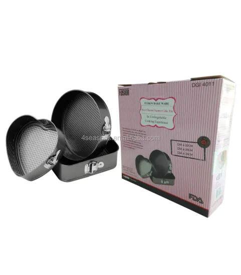 High-Quality 3-Pack Non-Stick Baking Molds: Heart-Shaped, Round, and Square Cake Forms for Perfect Pastries