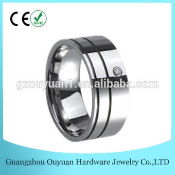 Comfirt Fit Persionality Two Grooves Spikes Tungsten Jewelry Cz Stainless Steel Ceramic Ring Wholesale Tungsten Carbide Rings