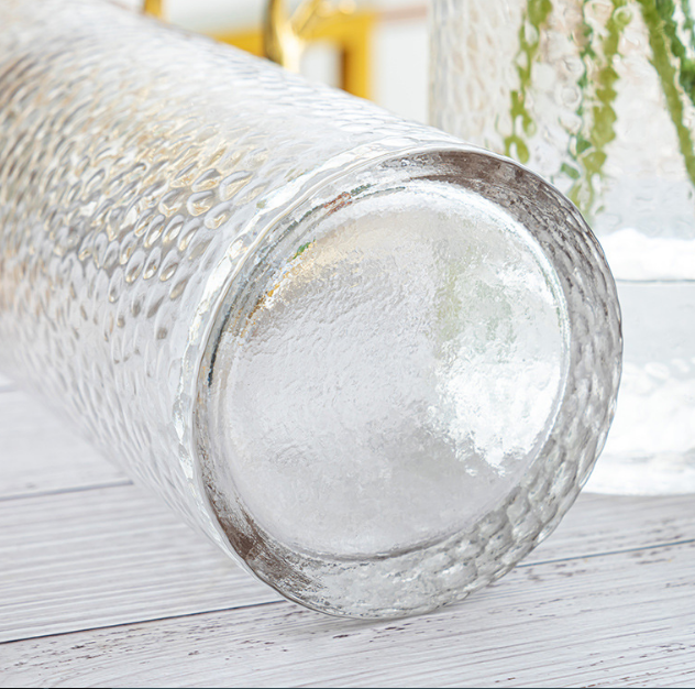 Cylindrical Rimmed Vase Hammered Vases Gold Rimmed Glass Vase Cylinder Vase, High Quality ...
