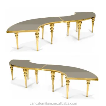 Modern High-Quality Glass Top S Shape Wedding Dining Table