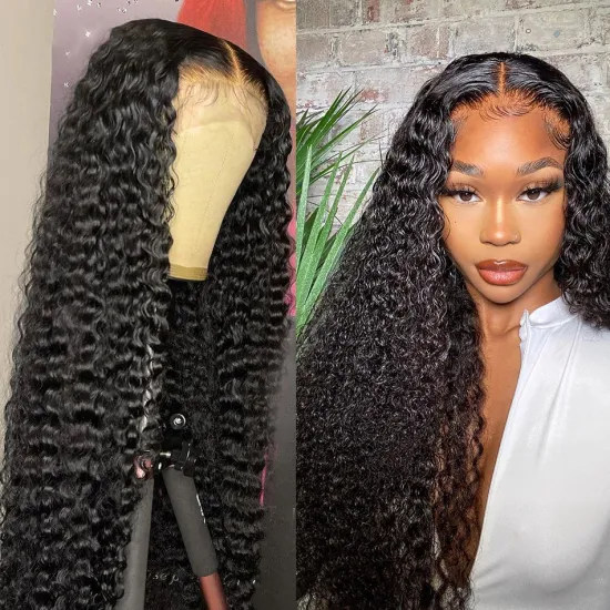 Water Wave,Wholesale 10a Virgin Burmese Human Hair Curly Weave Glueless Invisible Swiss 4x4 Lace Closure Wig With Baby Hair