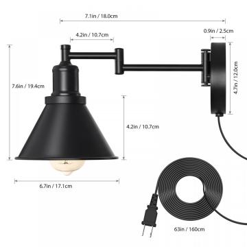 Black Industrial Wall Mounted Light for Bedroom