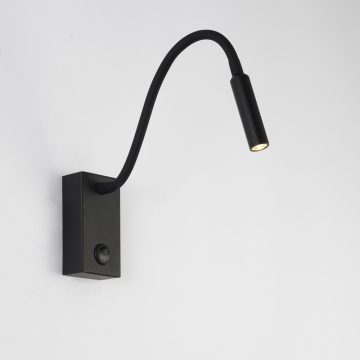 Black 3W Wall Mounted LED Reading Light - Flexible Gooseneck Lamp for Hotel Bedroom Bedside Headboard