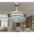 Retractable ceiling fan made of crystal with light