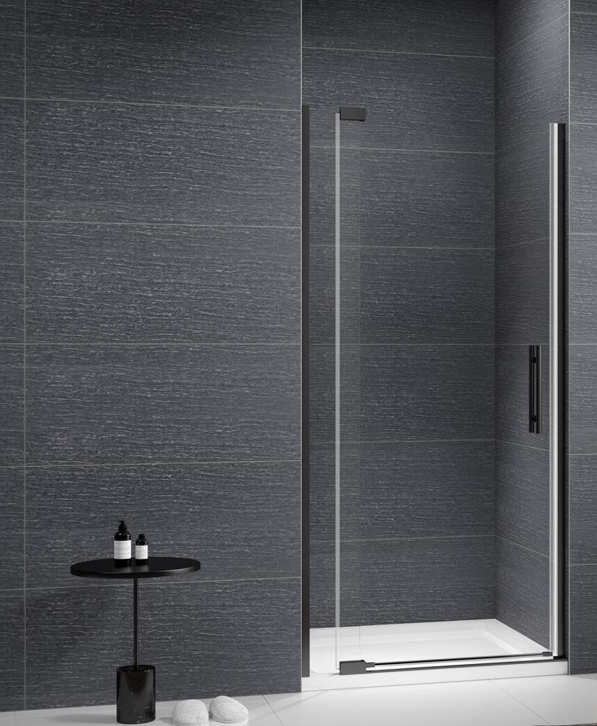 black pivot shower door