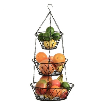 3 Tier Hanging Kitchen Black Fruit Baskets