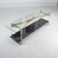 Modern Stainless Steel Coffee Table with Glass