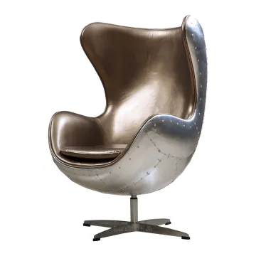 Classic Vintage Revolving Jacobsen Aviator Union Jack Brown Leather Egg Chair From China