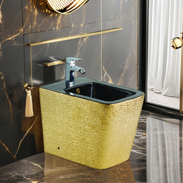 Rectangular Floor-Mounted Bidet with Wall Fixing, Glazed Ceramic, Suitable for Hotels