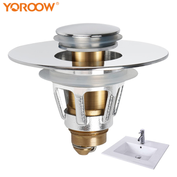 Bathroom Sink Drain Stopper for Drain Hole, Brass Body, Pop Up Drain Filter