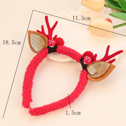 Red Antler Headband - Mori Moose Hair Accessory Christmas Gift
