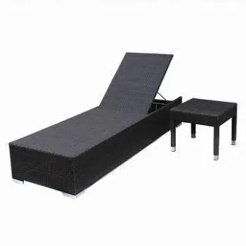 Wicker chaise lounger sun bed with PE rattan woven, UV resistance, garden/hotel/patio furniture