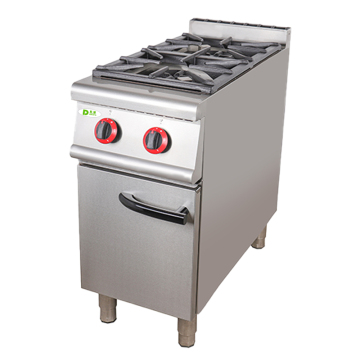Commercial Kitchen Range: 6.5 kW Gas Range with Two Burners and Cabinet