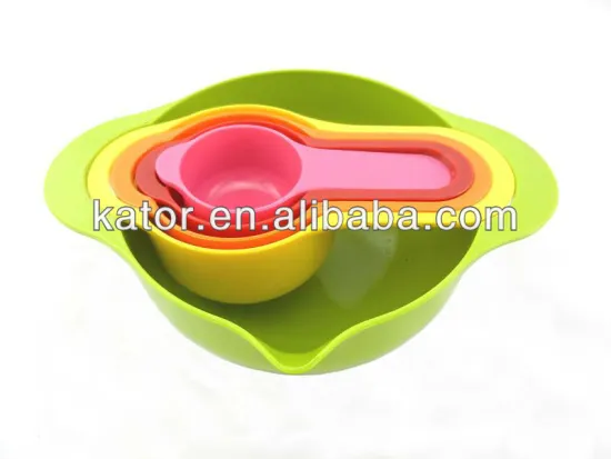 5PCS Mixing Plastic Salad Bowl With Measuring Sets