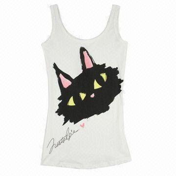 Cotton Women's Tank Top, Customized Designs Available, Anti-pilling and Anti-shrink