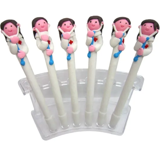 Custom Promotional Doctor & Nurse Cartoon Clay Pens - Unique Stationery