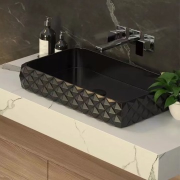 Υψηλής ποιότητας φθηνό τουαλέτα WC Counter Top Easy Clean Matte Black Art Sink