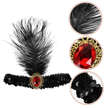 Showgirl Sequin Feathered Headband