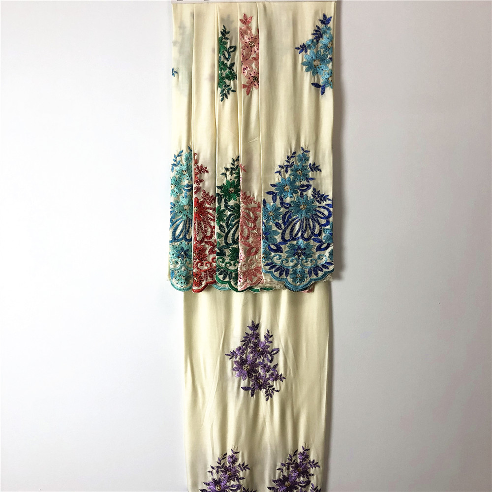 Rayon Satin With Plain Embroidey