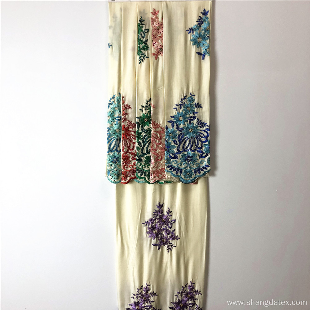 Light Color Background Rayon Satin With Plain Embroidery