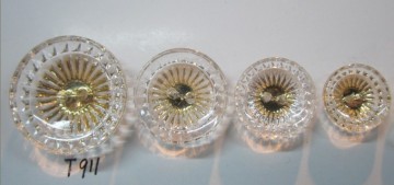 Transparent Gold Plating Plastic Acrylic Coat Button