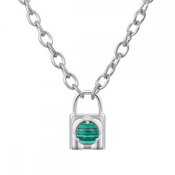Gemstone Lock Shape Key Chain Necklace Natural Stone Pendant Necklace