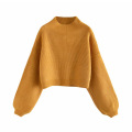 Sweater Lantern Sleeve Ribbed Knit