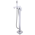 Chrome Floor Mount Bathtub Faucet With Hand Shower