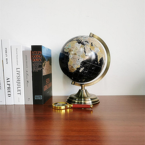 World Globe Black 3D Model on Stand