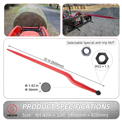 High Load Cranked Rake Bale Spear Spares and Tractor Accessories